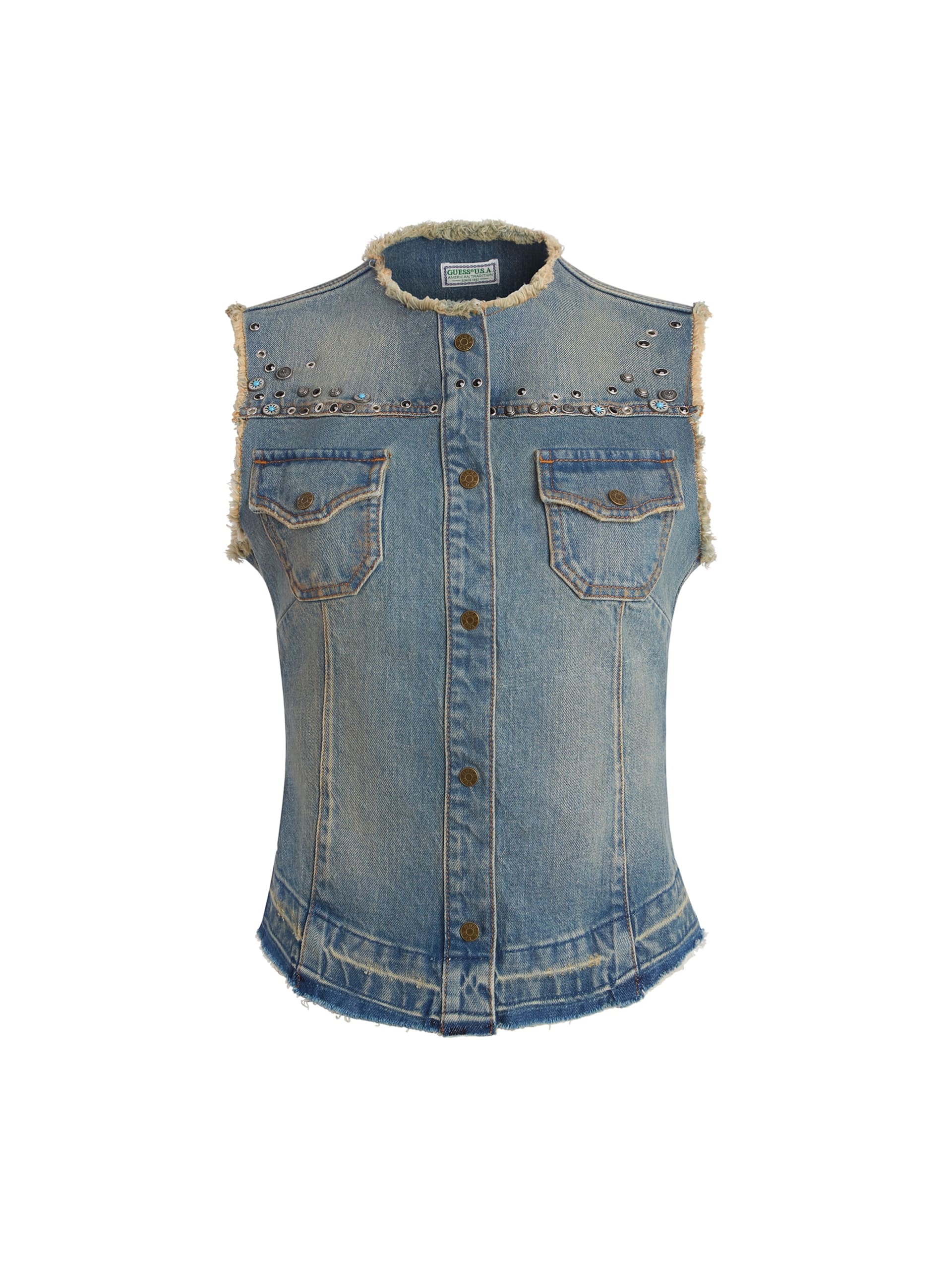 colete de brim estilo western
