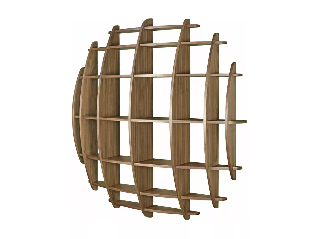 Etagère murale Demi lune panneaux de fibres plaquage noyer DEVA