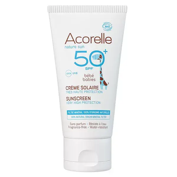 Protetor solar orgânico para bebês Acorelle FPS 50+ 50ml