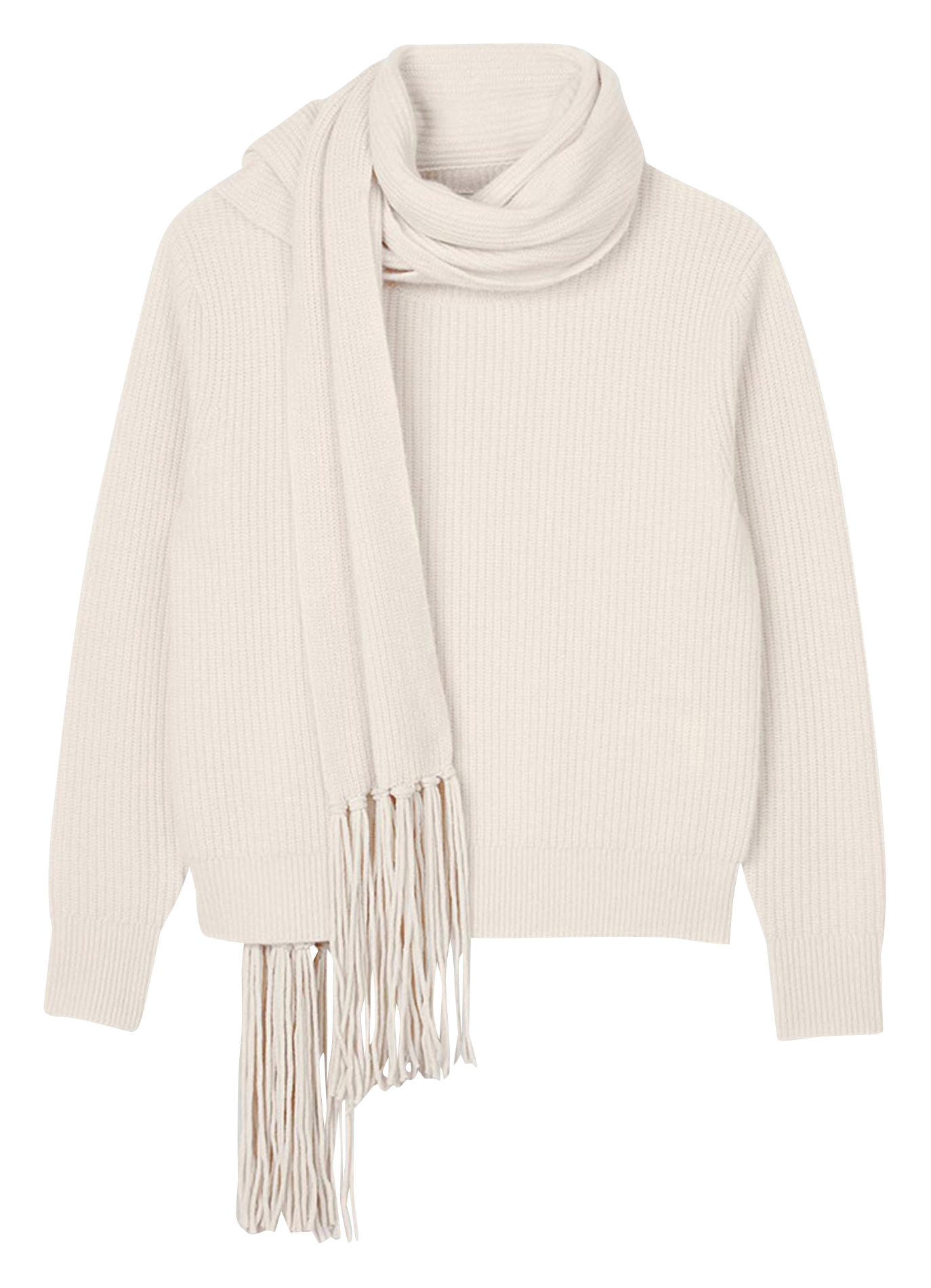 Pull à col échape en laine et en cachemire mélangés | Blanc