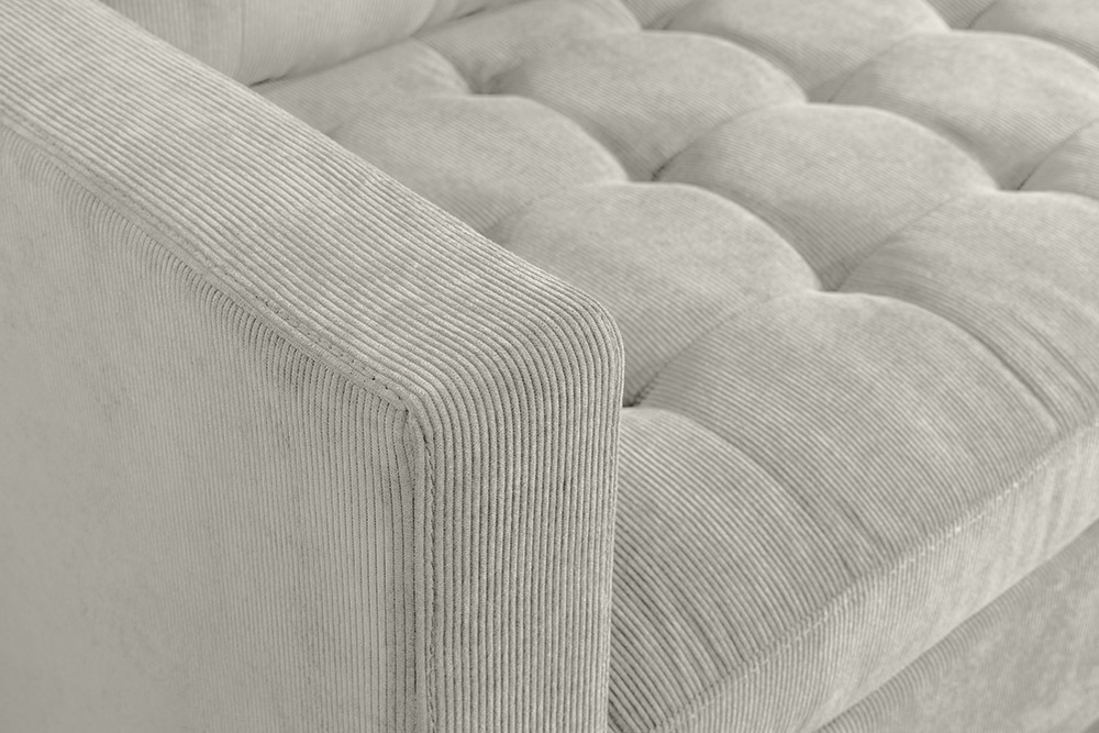 Modernes Ecksofa STOCKHOLM 220cm hellgrau Cordstoff Federkern 3-Sitzer-Sofa