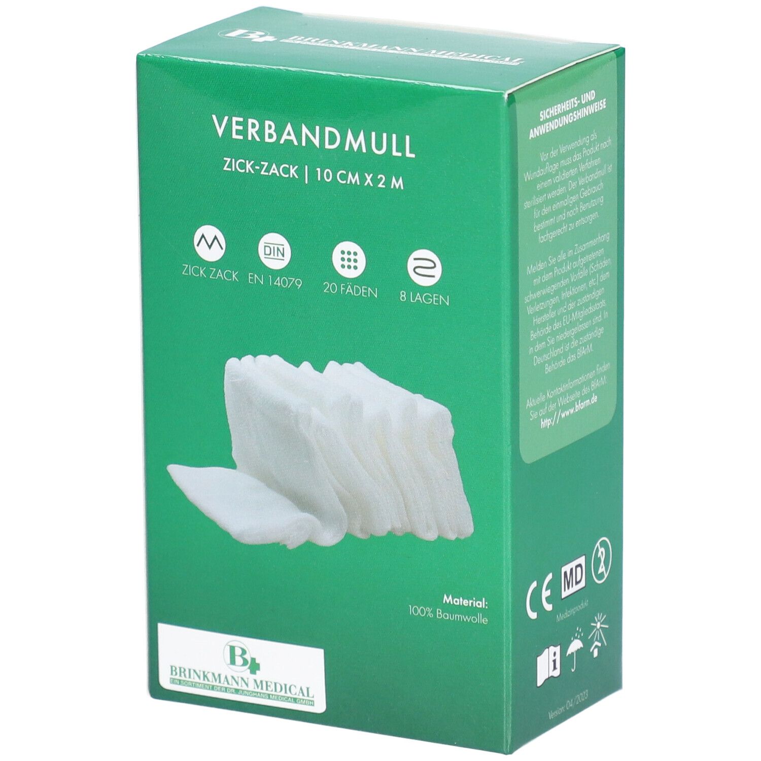 Verbandmull zickzack gelegt 10 cm x 2 m