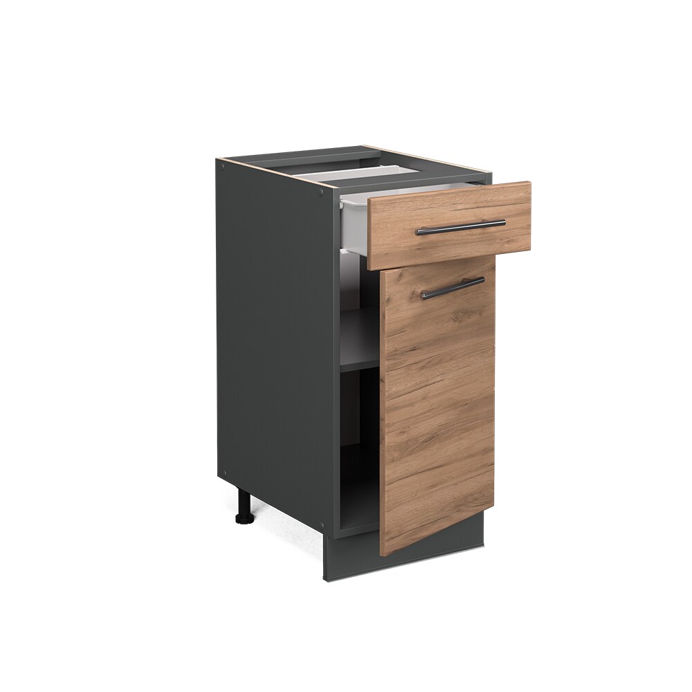 Vicco Schubunterschrank Küchenschrank Küchenmöbel Fame-Line Anthrazit Eiche modern 40 cm Küche Einbauküche Drehtür Schublade Einlegeboden Blende Küchenzeile