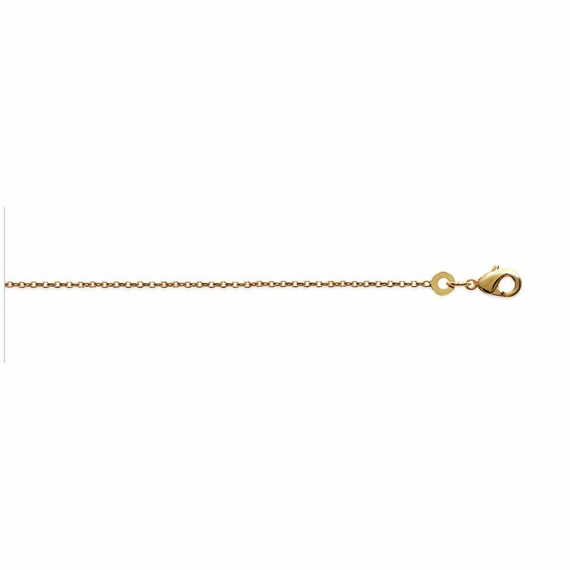 Chaine Mixte - Plaqué Or - Chaîne forçat diamantée - Largeur : 1,3 mm - Longueur : 38 cm