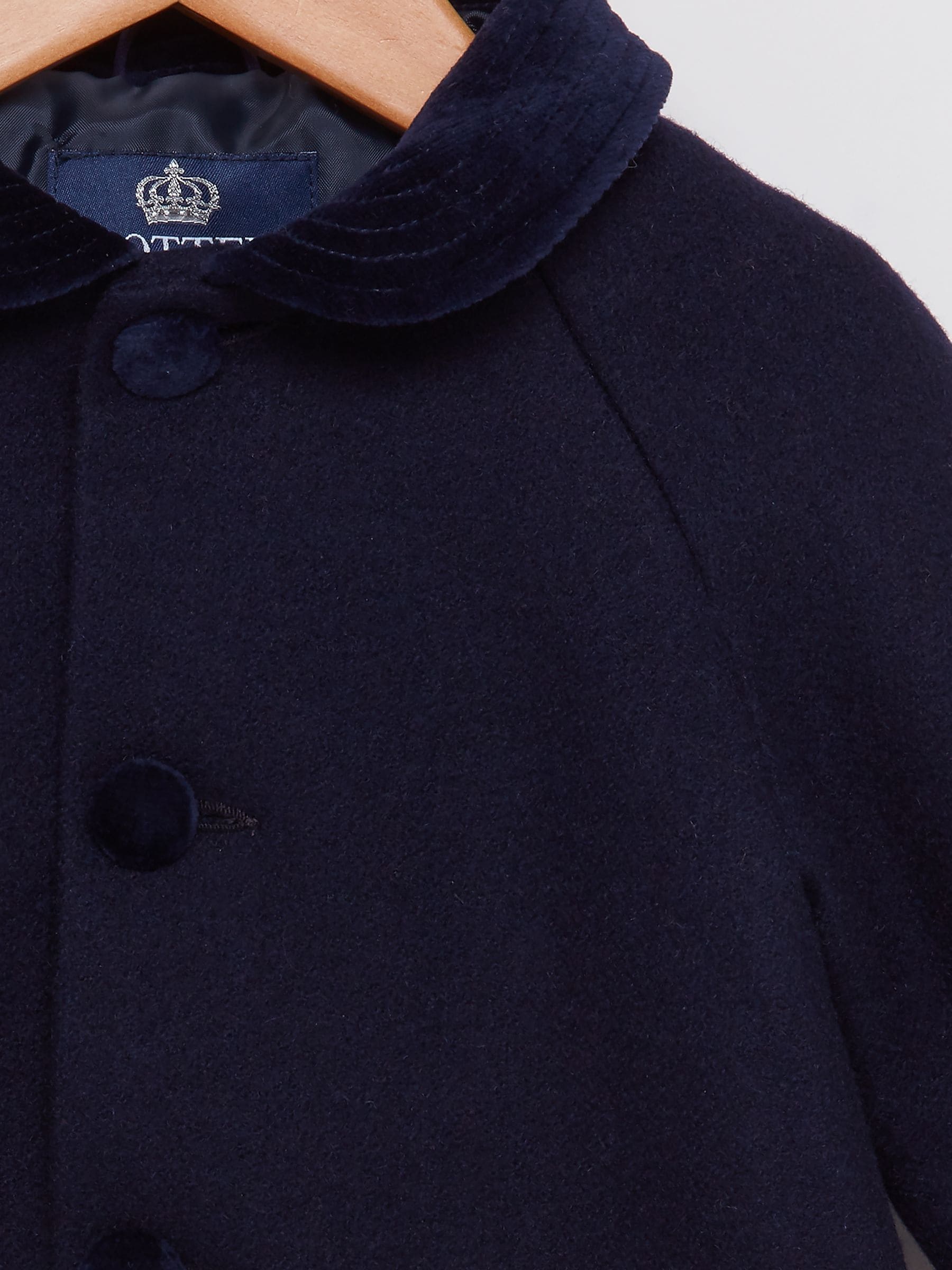 Trotters London - Blauwe klassieke jas met raglanmouwen voor kleine jongens