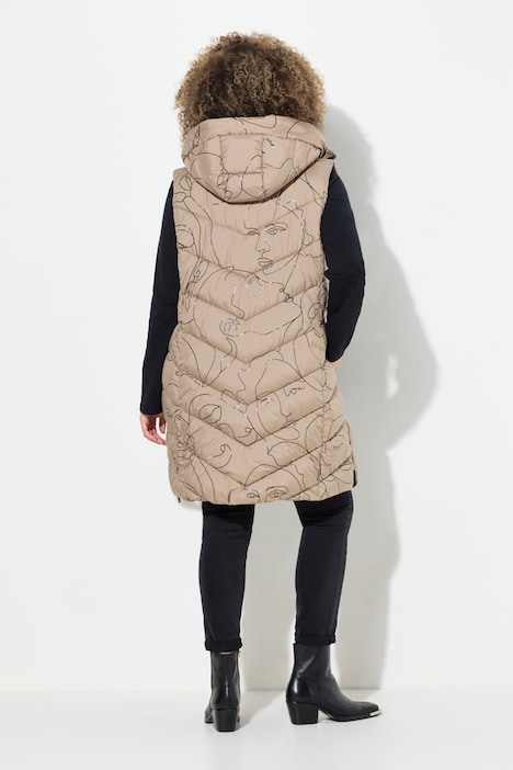 HYPRAR Long-Steppweste, Seiten-Zipper, Stehkragen, ärmellos