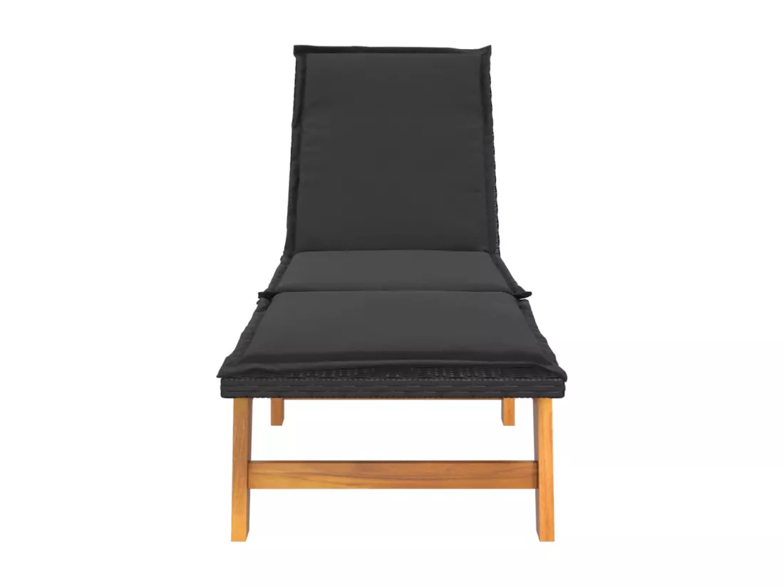 Chaises longues et coussins lot de 2 Résine tressée et acacia