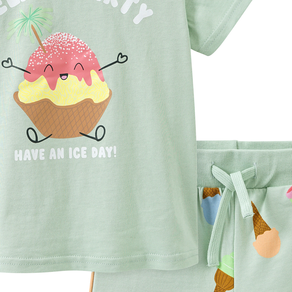 Topomini Baby T-Shirt und Joggingshorts im Set hellgrün