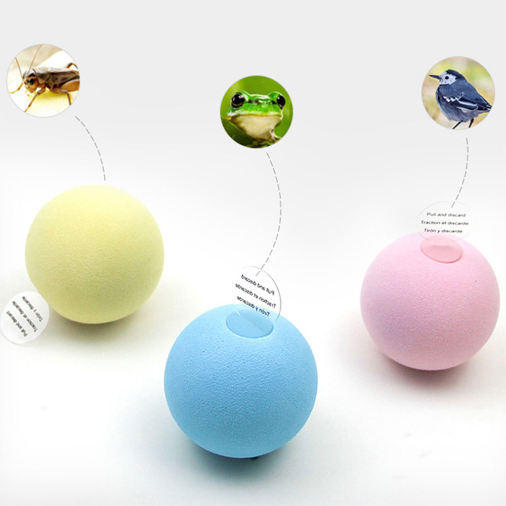 (3er Set) Ø49mm Interaktives Catnip Katzen Spielzeug Ball mit Minze   Tiergeräusche - Blau / Rosa / Gelb