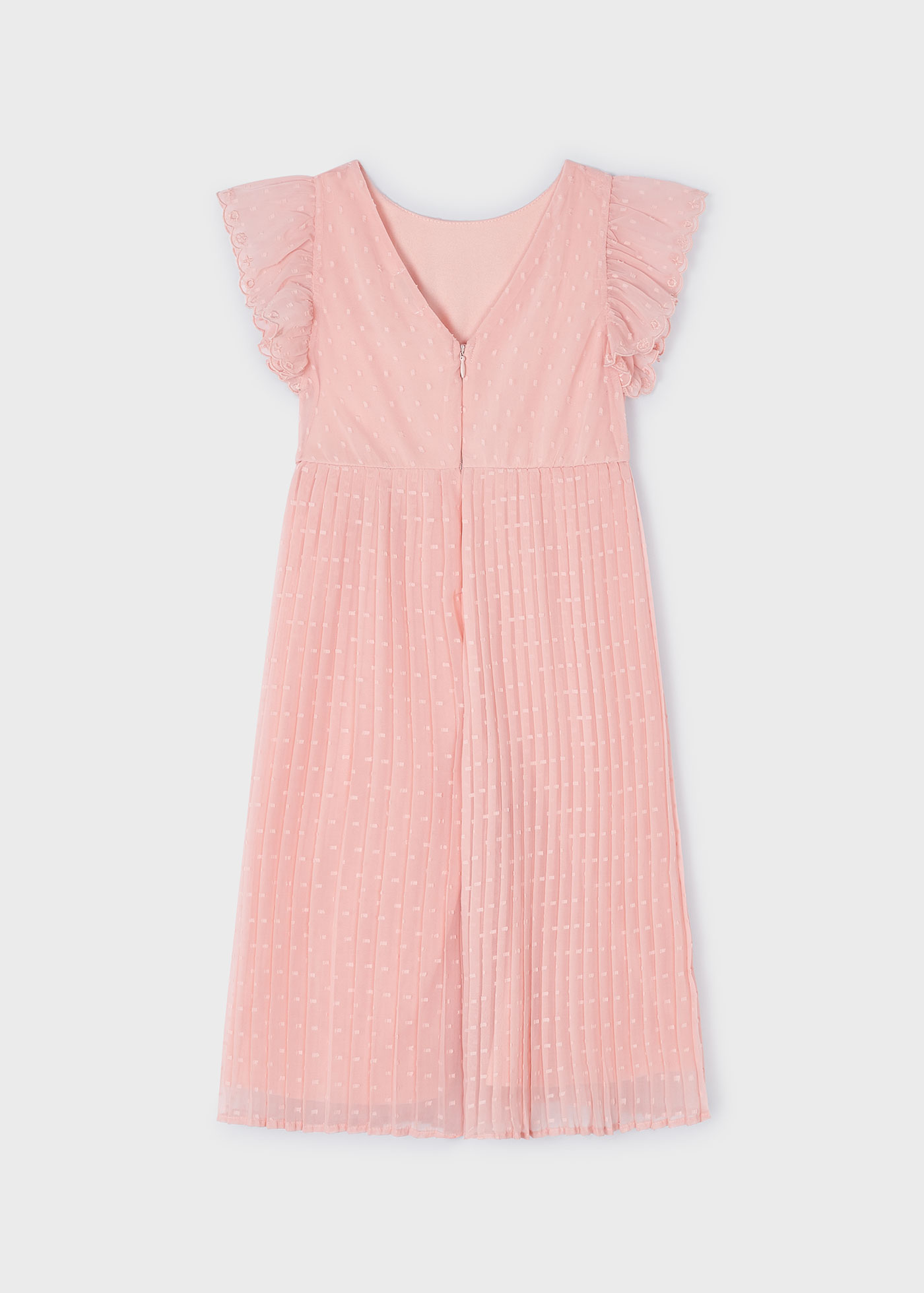 Macacão nude de chiffon com estampa de bolinhas para meninas