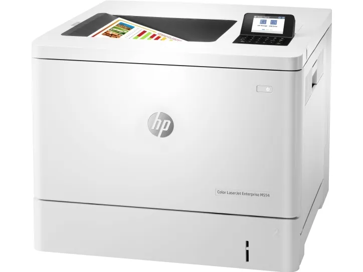 HP LaserJet Enterprise M554dn - Printer - farve - Duplex - laser - A4/Legal - 1200 x 1200 dpi - op til 33 spm (mono) / op til 33 spm (farve) - kapacitet: 650 ark - USB 2.0, Gigabit LAN, USB 2.0 vært