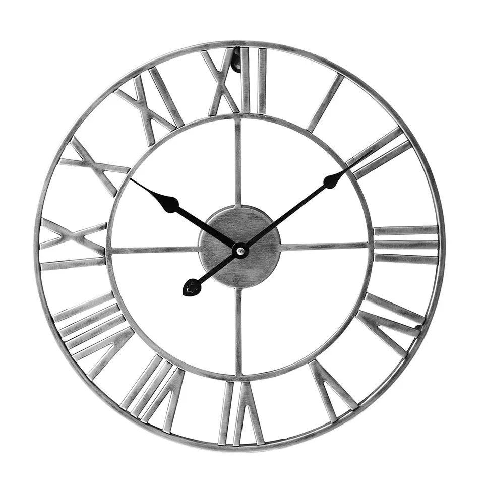 LW Collection Wandklok Olivier zilver 40cm