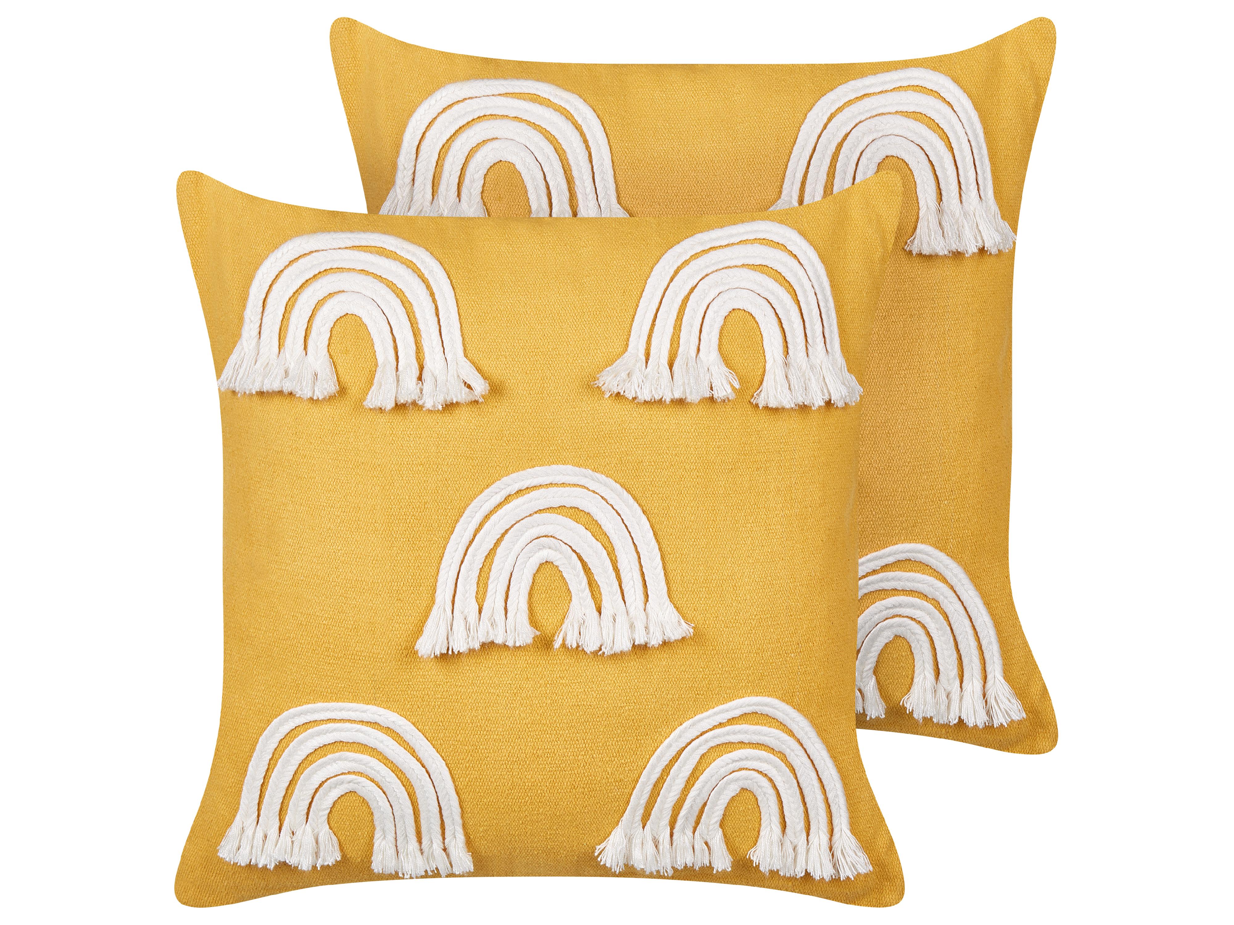 Set van 2 sierkussens LEEA Katoen 45 x 45 cm Geel