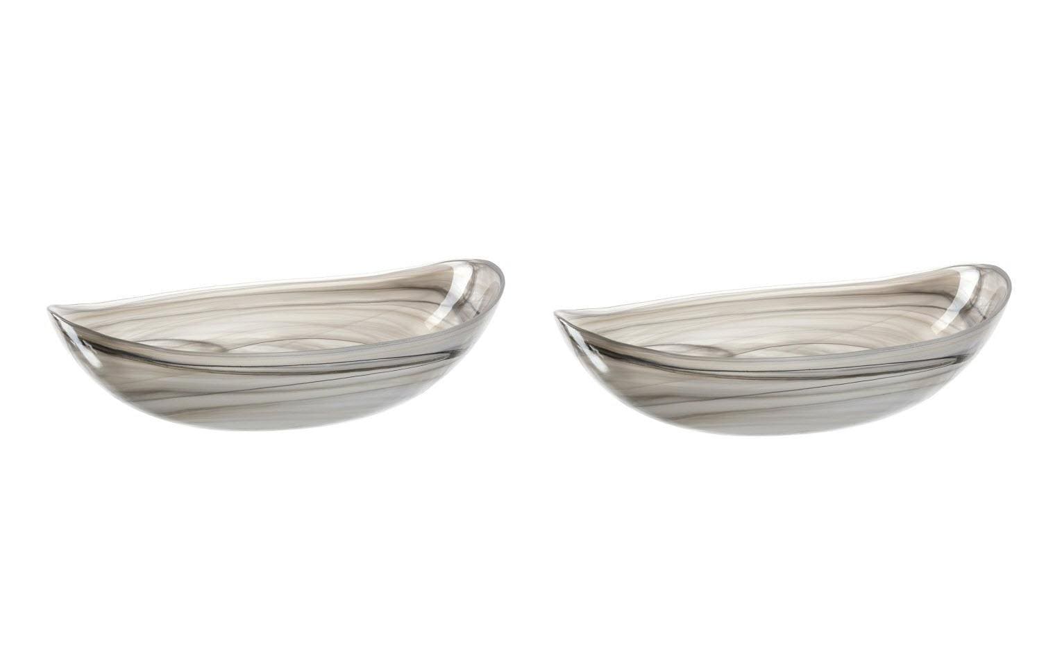 Schale Albastro 32 x 22 cm, 2 Stück, BeigeSchalen aus semitransparentem Glas