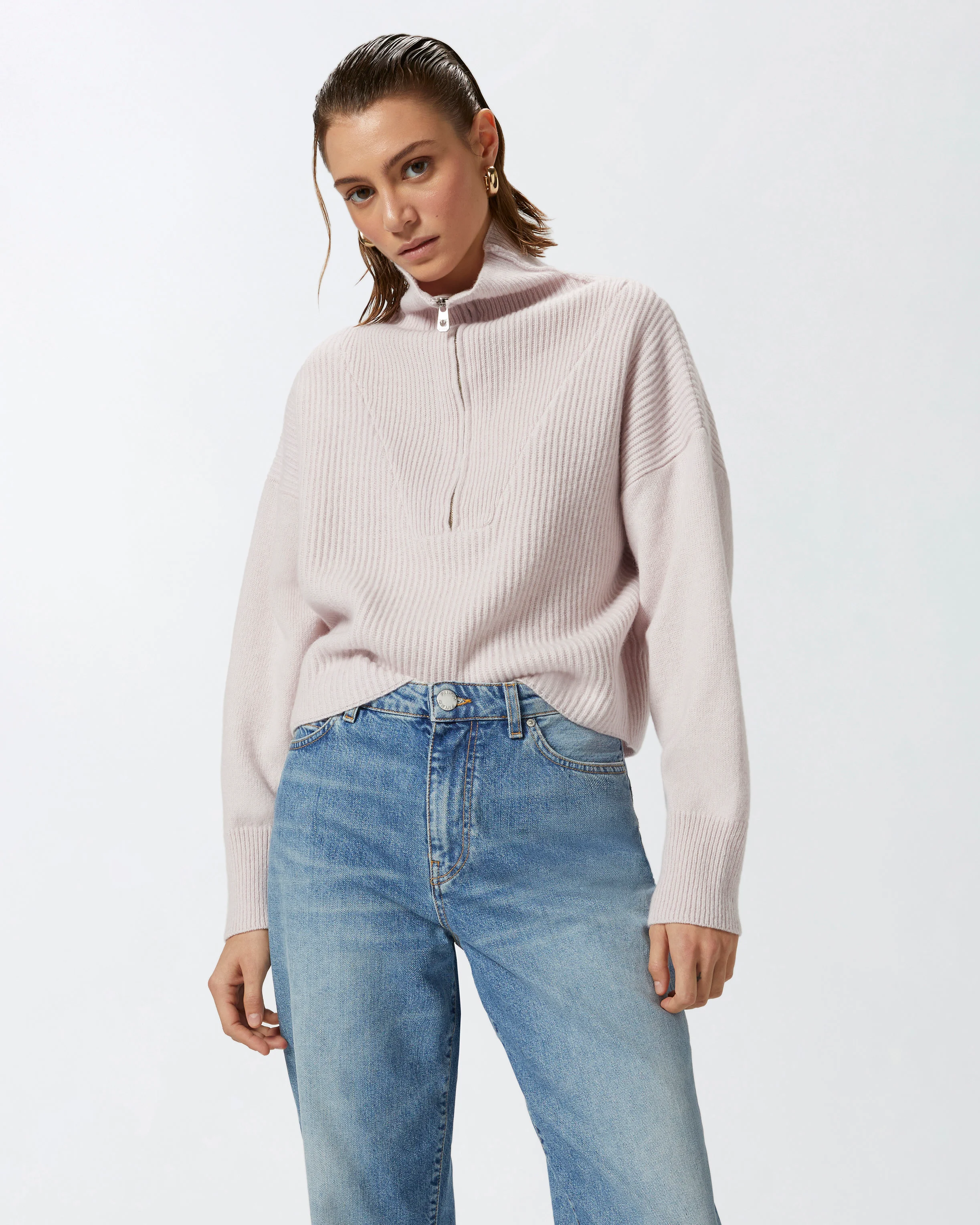Pull à col zippé | Rose