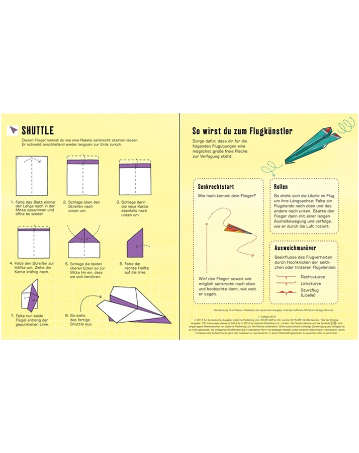 100 neue Motivbögen für Papierflieger