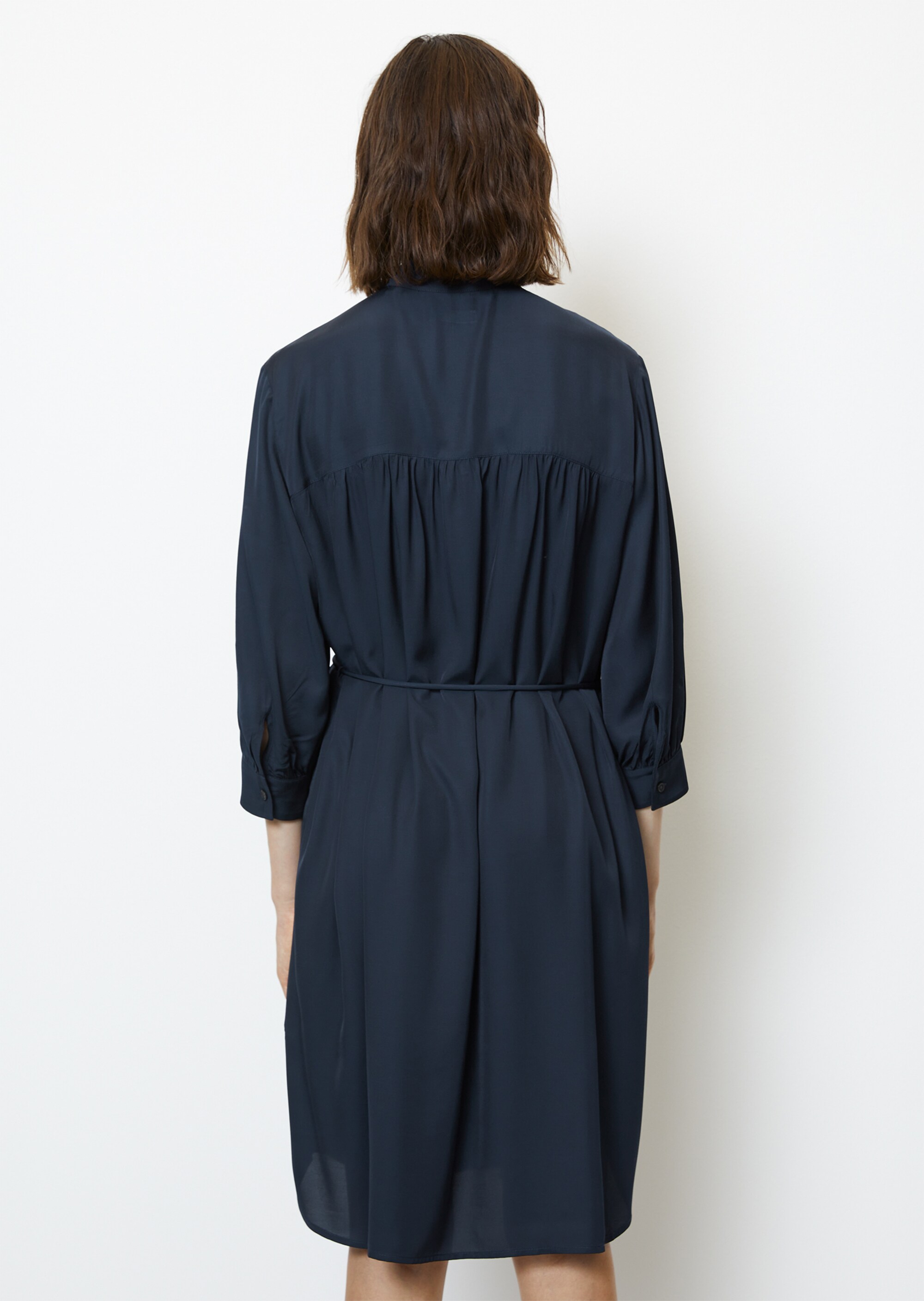 Hemdblusenkleid mit 3/4-Ärmeln relaxed aus Viskose-Twill