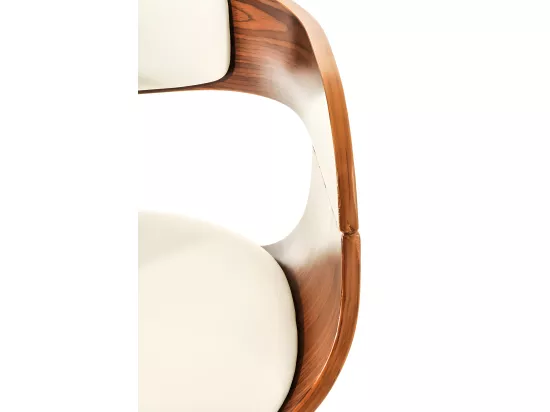 Lot de 2 Tabourets de bar - Similicuir & Métal chromé - Noyer / Blanc - Kingston