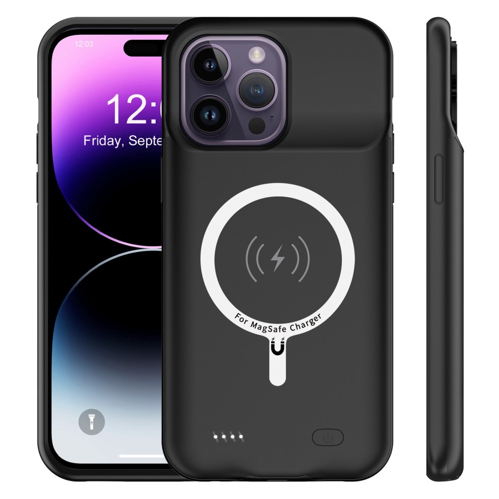 iPhone 14 Pro MagSafe Backpack Akku Case Schutzhülle (7000mAh) - Schwarz