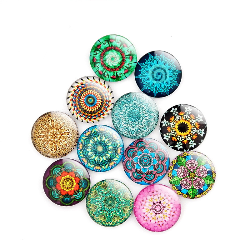 (20er Set) Ø3cm 3D Glas Magnet Deko Notizmagnet für Whiteboard   Kühlschrank - Mandala