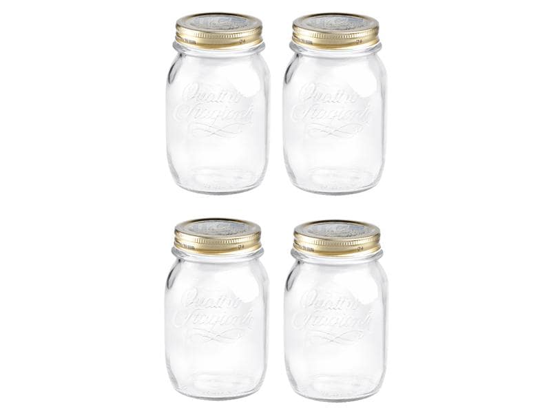 Bormioli Rocco Einmachglas Quattro Stagioni 500 ml, 4 Stück Einmachgläser mit Schraubdeckel
