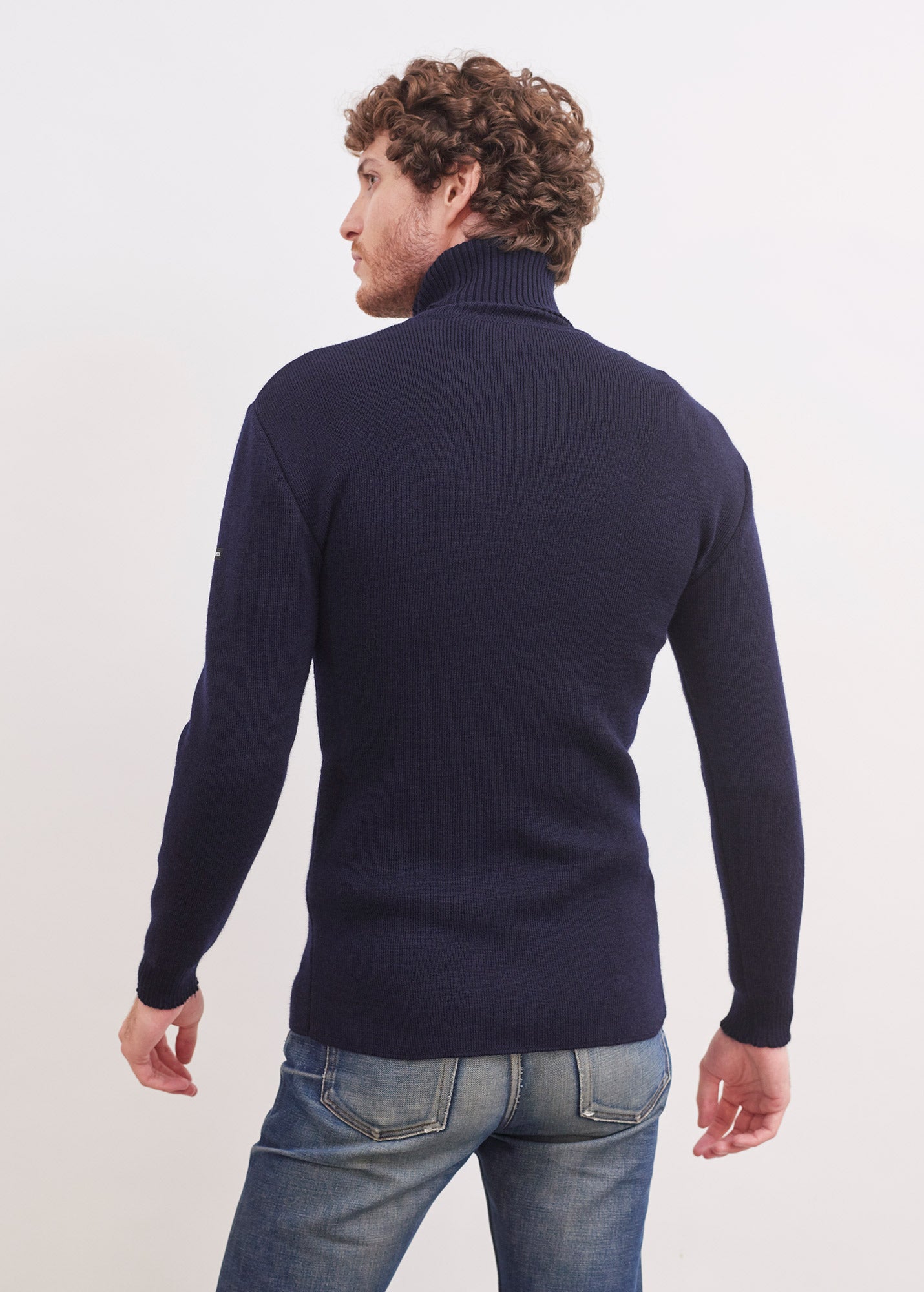Pull col roulé marin