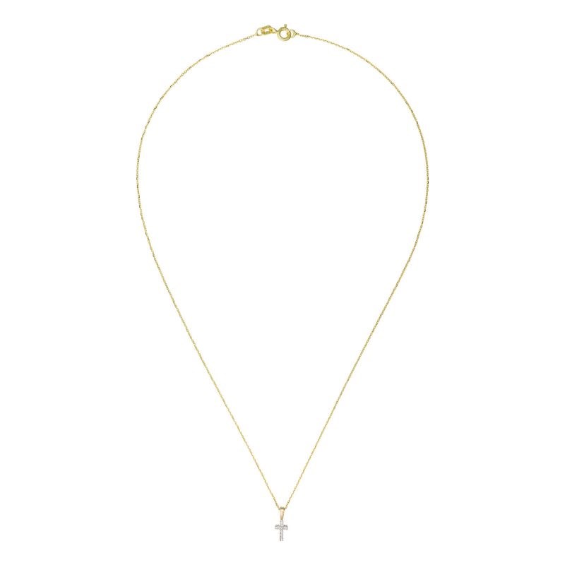 Pendentif Croix Or Jaune et Diamant