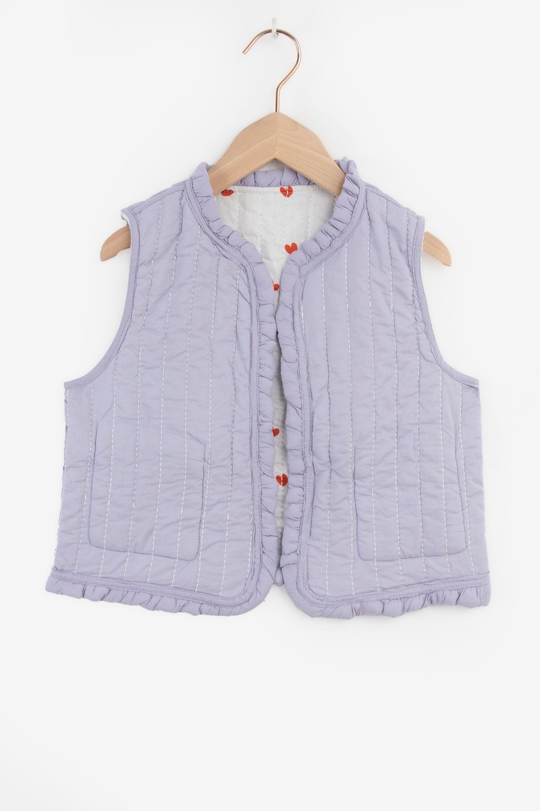 Wit reversible gilet met hartjes en ruffles