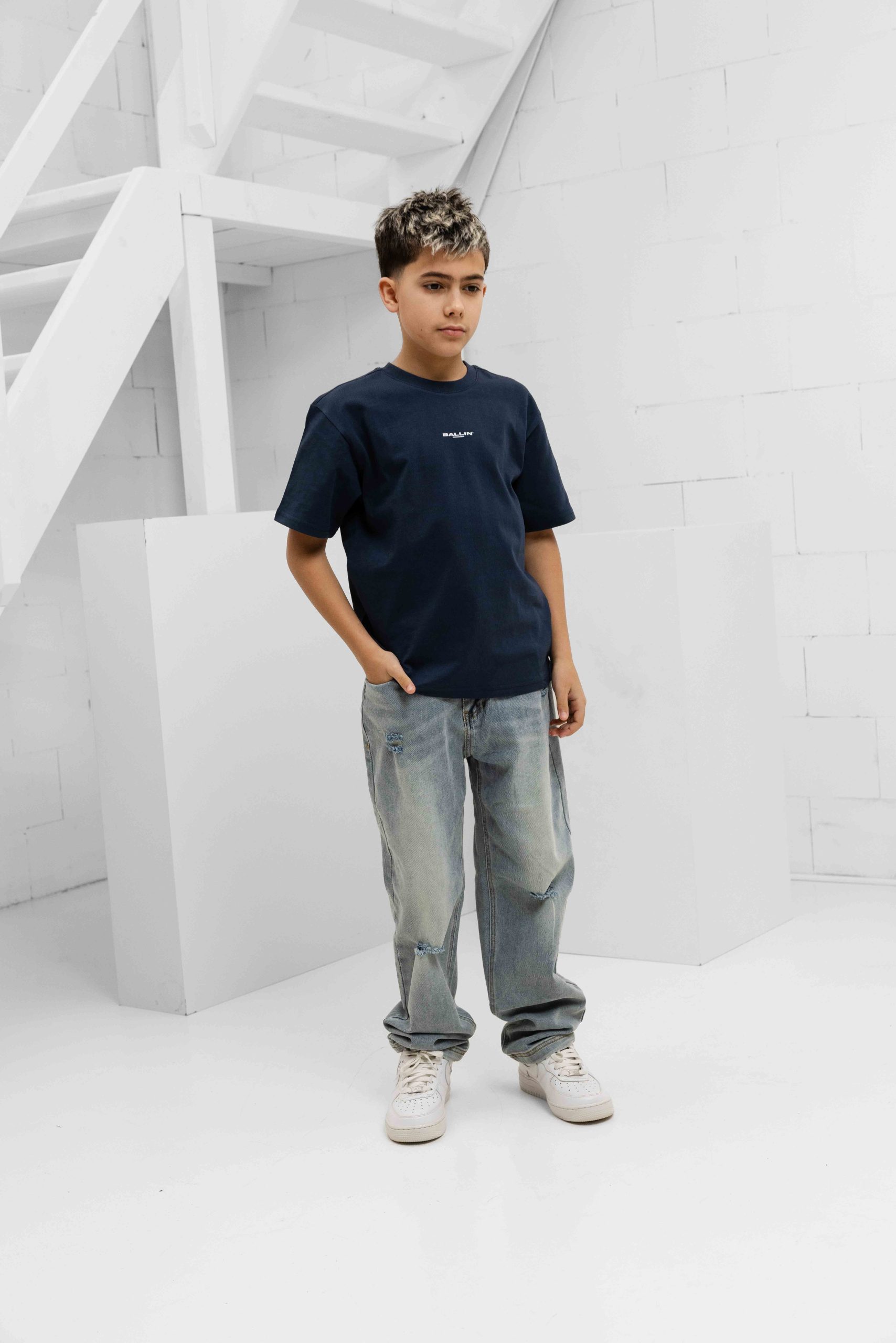 Ballin Amsterdam Abstract Sea Creatures T-Shirt Kids Donkerblauw