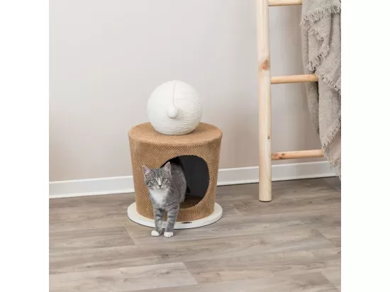 Grotte pour chat avec balle à gratter 36x50 cm Taupe