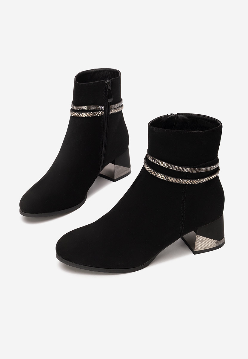 Bottines à gros talon noires Floravia