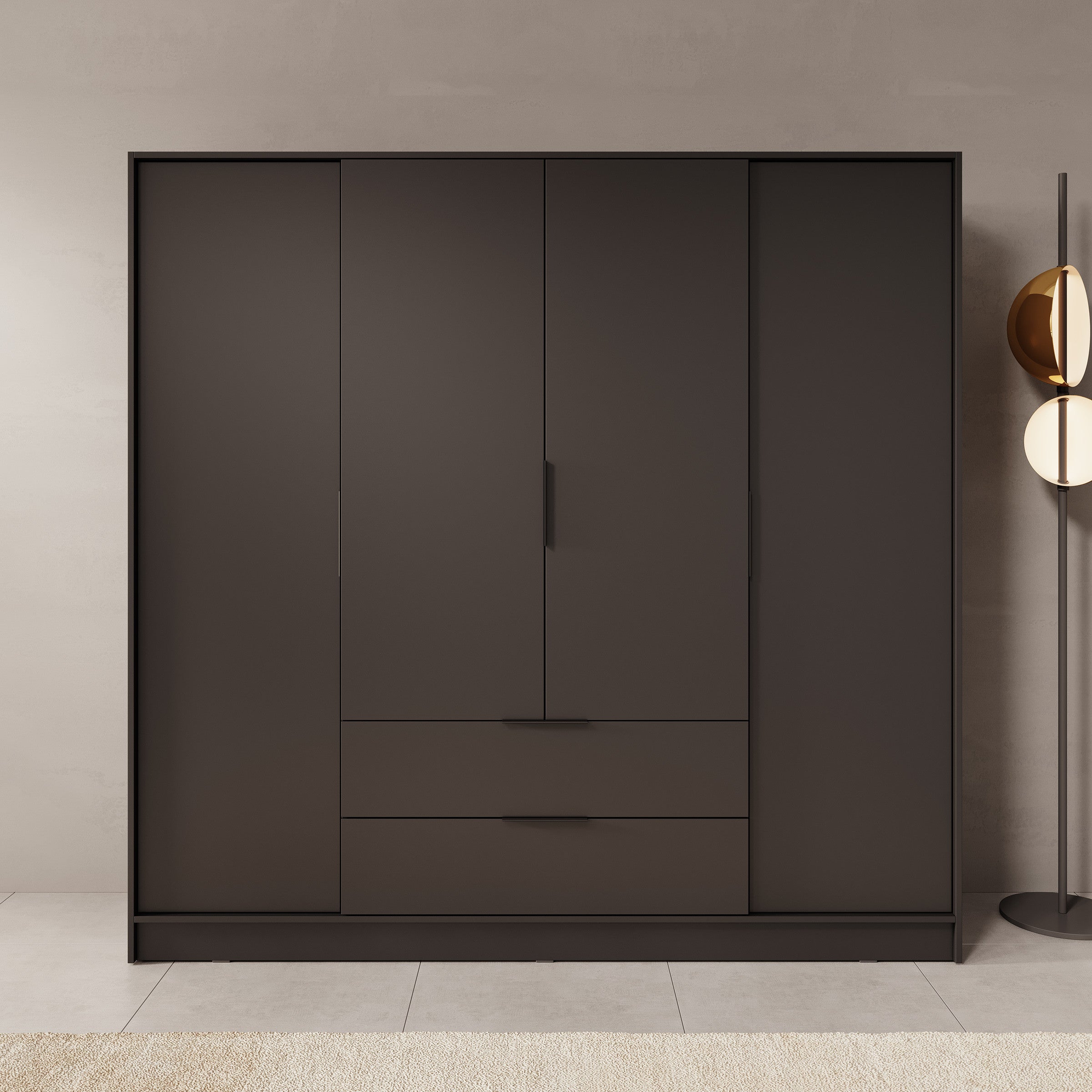 Meubella - Kledingkast Kellan - Zwart - 206 cm