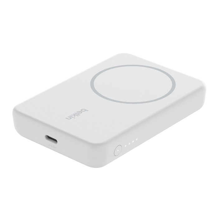 (10W) 5000mAh Boost Charge Magnetische MagSafe Qi Wireless Powerbank USB C Ladegerät   Klappbarer Ständer (BPD004BTWT) - Weiss