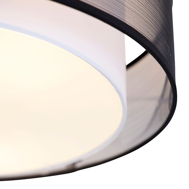 Moderne plafondlamp zwart met wit 50 cm 3-lichts - Drum Duo