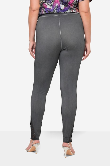 Leggings, Tight Fit, cold dyed, Spitze am Saum