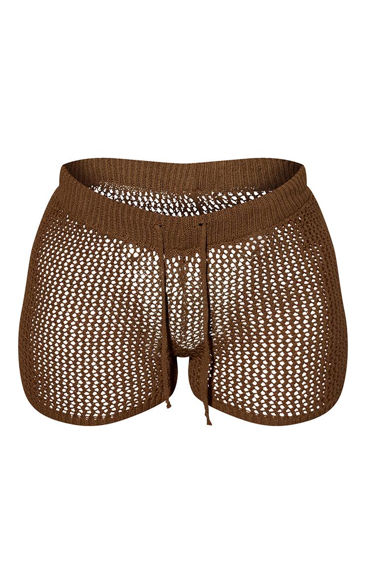 Vert Olive Short De Plage Taille Coulissée En Crochet