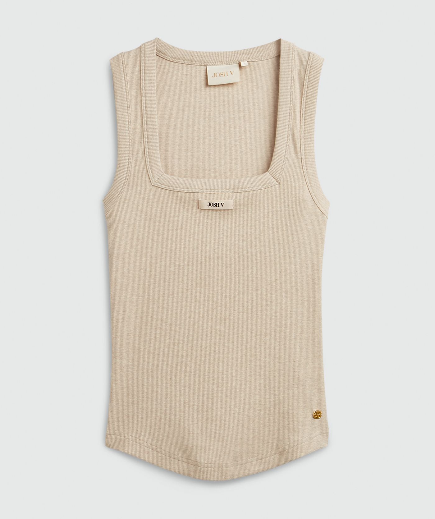 JV-DIEDA slim fitted top met logo - oat melange