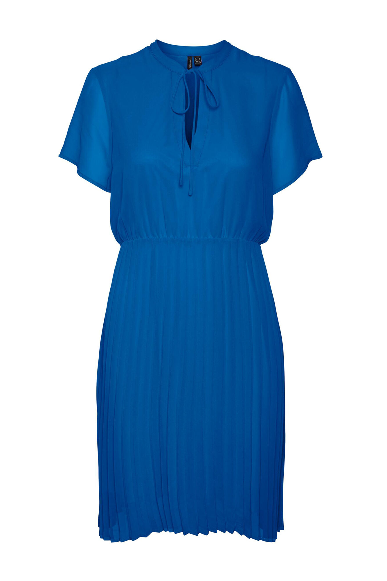 Vestido curto plissado - Azul