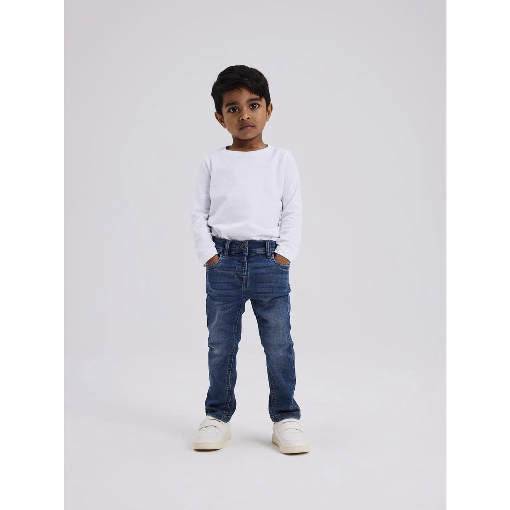 Køb Name It Dark Blue Denim Silas Slim Sweat Jeans Noos