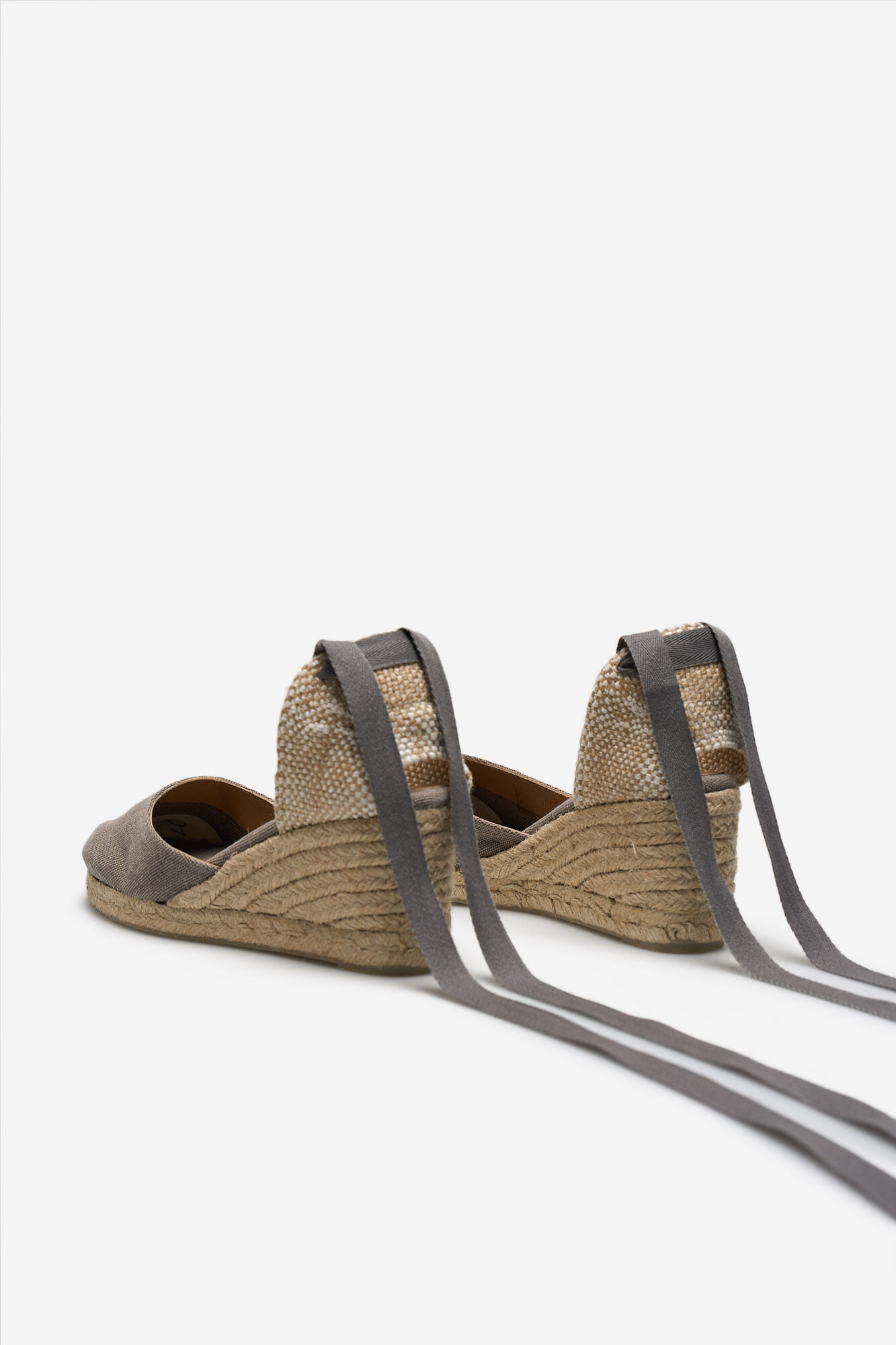 Espadrille Carina de lona com salto plataforma - Cinza