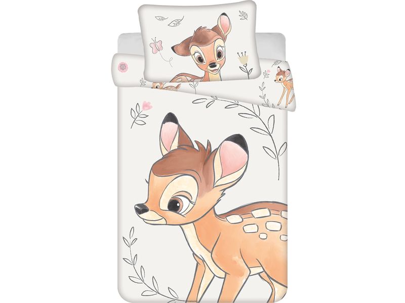 Jerry Fabrics Kinderbettwäsche Bambi Beige 100 x 135 cm   4 Bettwäscheset für ein kleineres Kinderbett