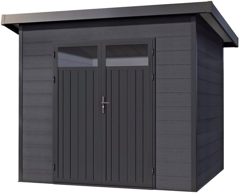 Finnhaus Wolff WPC Gerätehaus Vitale 2420 19 Anthrazit/Hellgrau Gerätehaus aus Holz/Kunststoff in Anthrazitgrau, Geräteschrank mit 19 mm Wandstärke Gartenhaus