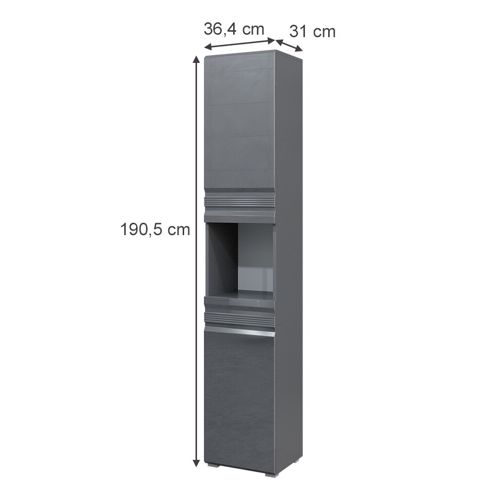 VICCO Badschrank FREDDY Anthrazit Hochglanz Badezimmerschrank Hochschrank Bad