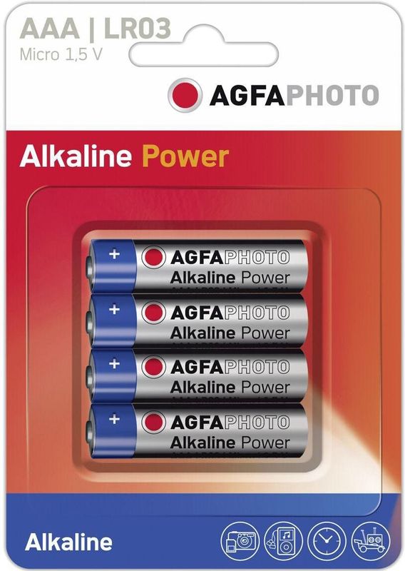 Agfaphoto - AAA Alkaline Batterijen - 1,5V - Verpakking van 4 Stuks