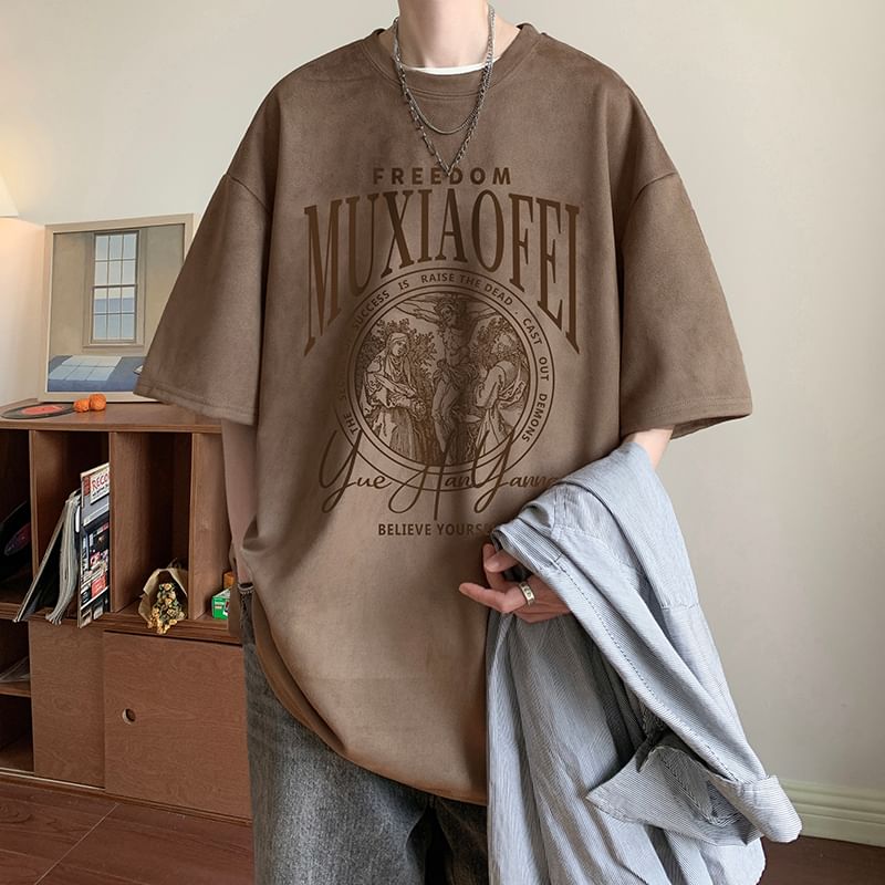 Derbundy - T-shirt met ronde hals en elleboogmouwen en belettering