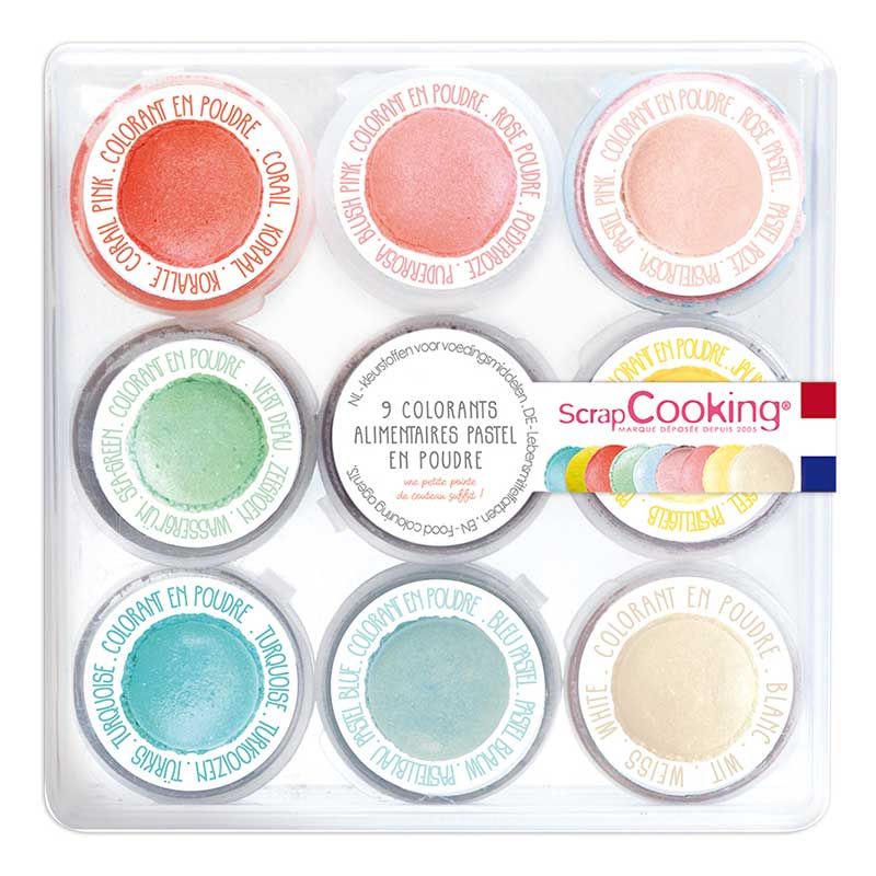 9 mini colorants alimentaires en poudre - Pastel Scrapcooking