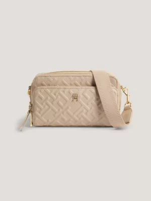 Bolsa transversal icônica para câmera com monograma TH em relevo