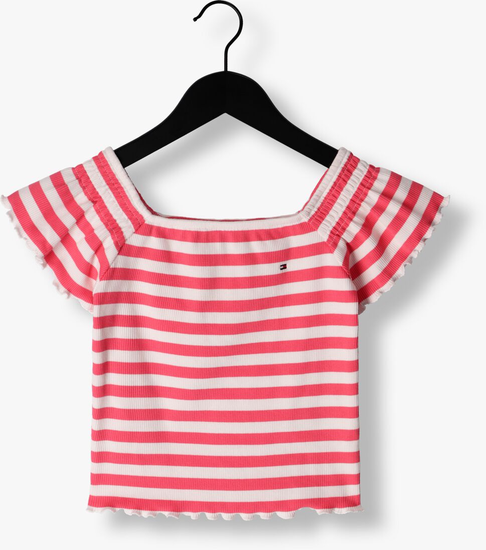 TOMMY HILFIGER roze tommy hilfiger top off shoulder stripe top s/s