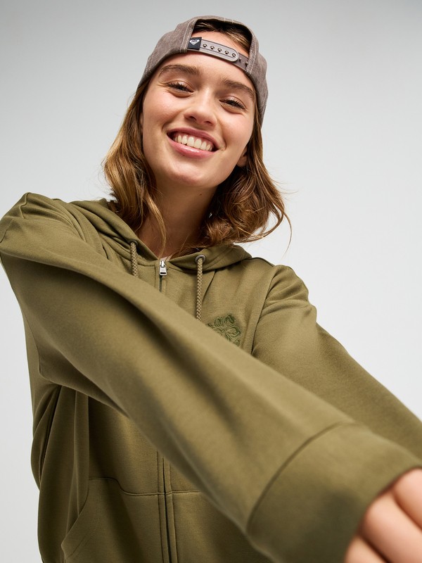 Surfing By Daylight Sweat à capuche zippé Vert Femme