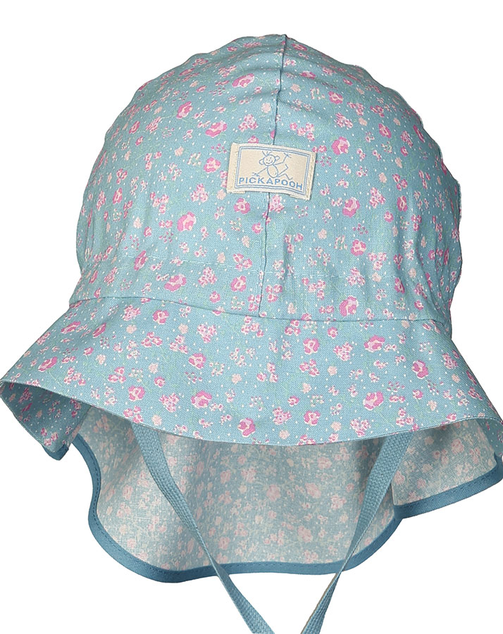 Sommerhut FEUERWEHR BLUME mit Nackenschutz in blau